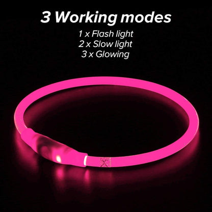 LED Dog Collar USB Rechargeable Glowing Pet Collars Lighted Up Safety Necklace Glow In The Dark For You Your Dogs