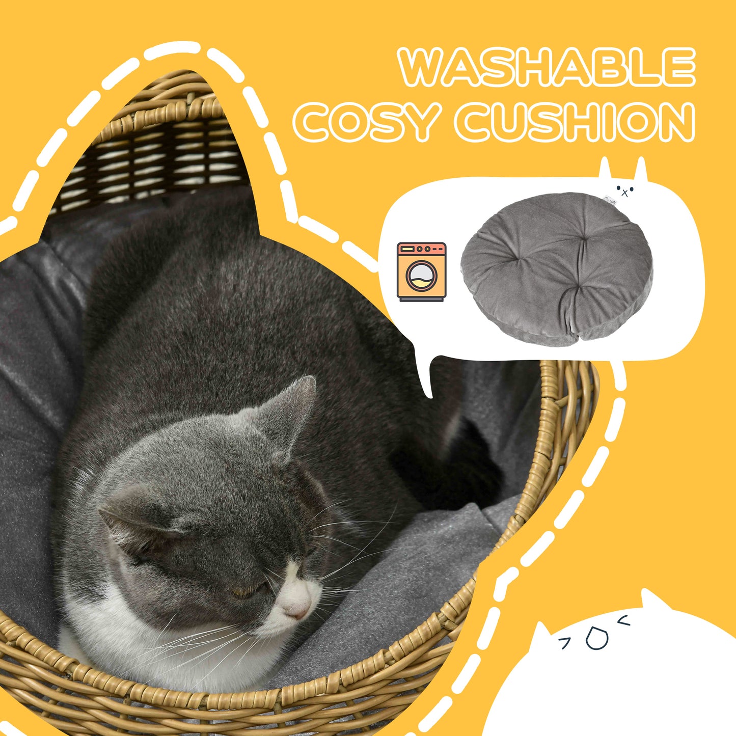 Cat Bed with Washable Cushion for Cats